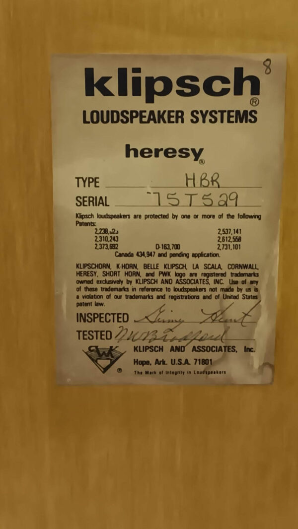 KLIPSCH HERESY HBR VINTAGE SPEAKERS